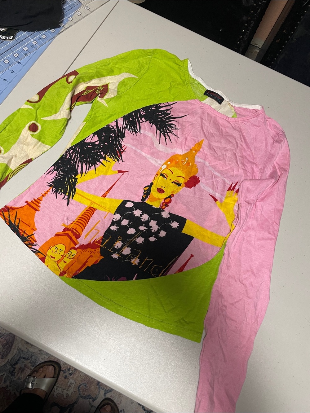 Custo Barcelona Pink & Lime Graphic Long Sleeve Top